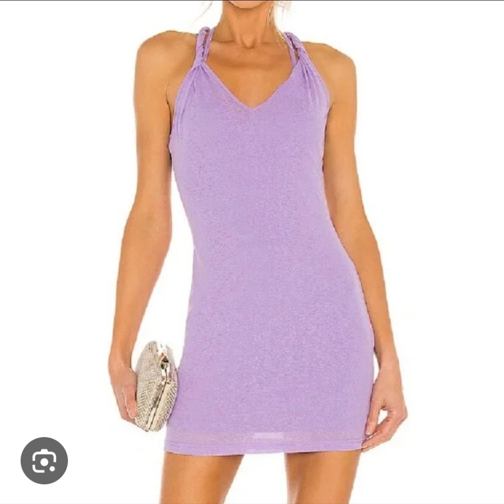 Superdown Lavender Knit Twist Strap Mini Dress